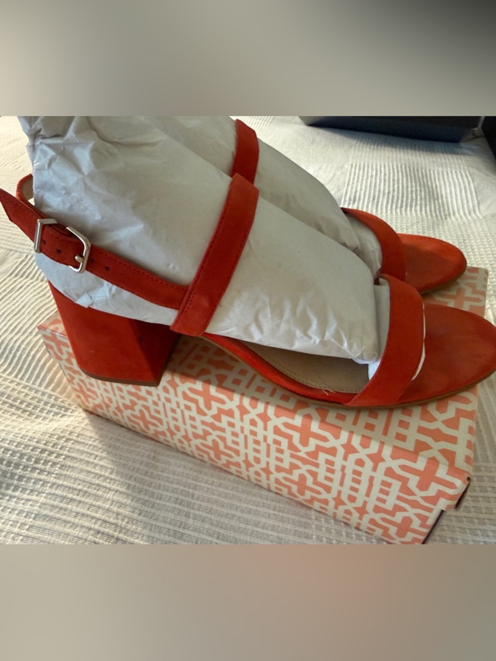 Gianni Bini Red Suede Block Heel Sandals size 12m